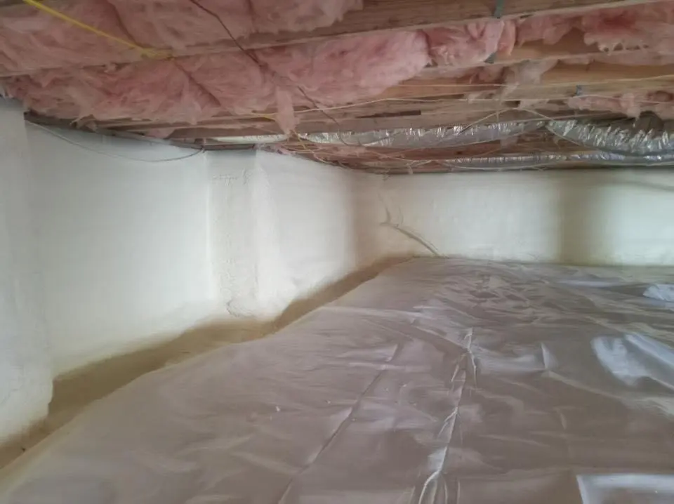 Crawl space encapsulation with closed-cell spray foam for Spray Foam Roofing in Pella